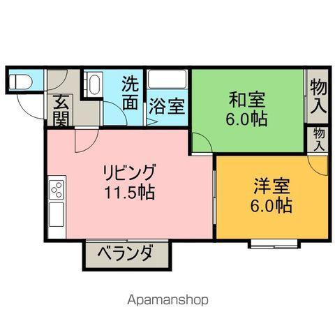レジデンス田園(2LDK/2階)の間取り写真