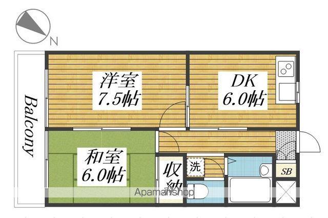 エクセルハイム(2DK/1階)の間取り写真