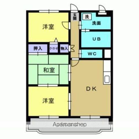 クリスタル大津(3DK/4階)の間取り写真