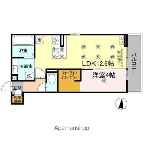 クランツ北井門B(1LDK/2階)の間取り写真