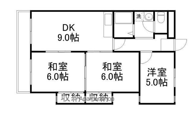 中善ハイツ(3DK/5階)の間取り写真
