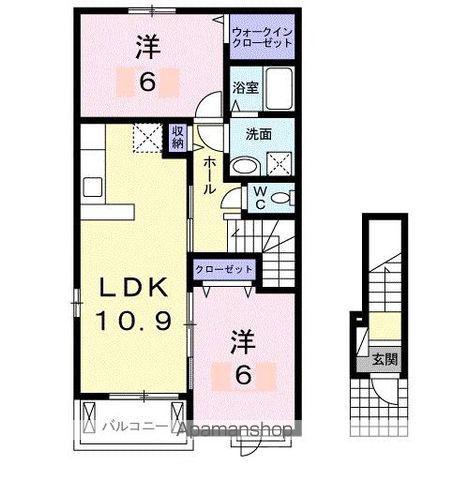 クオーレⅡ(2LDK/2階)の間取り写真