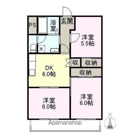 大恵ハイツ(3DK/4階)の間取り写真