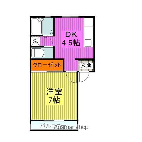 ファミールあとう(1DK/2階)の間取り写真