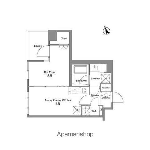 ENETIAL代官山(1DK/5階)の間取り写真