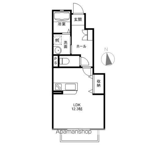 プロムナードN・Ⅱ(1K/1階)の間取り写真