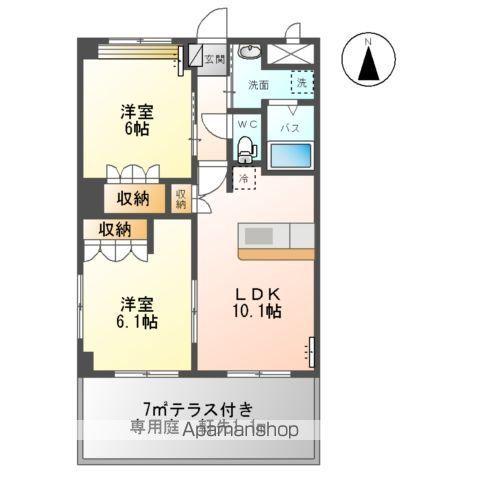 エスポア・コンフォース(2LDK/1階)の間取り写真