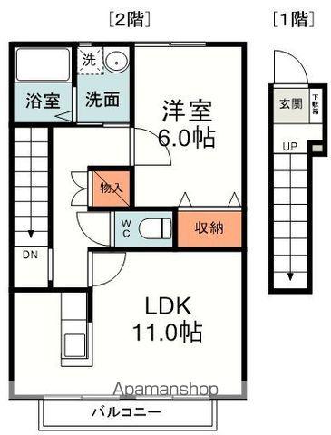 メリーベル F棟(1LDK/2階)の間取り写真