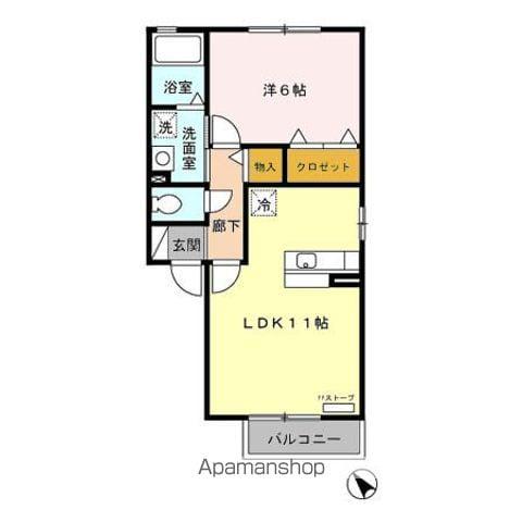 セジュールウィルモア和(1LDK/2階)の間取り写真