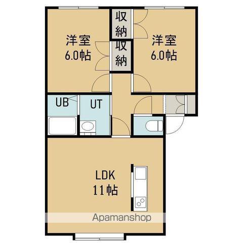 ソシアルコート(2LDK/1階)の間取り写真