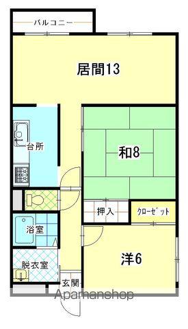 ロクゴーリーブル梁川(2LDK/1階)の間取り写真