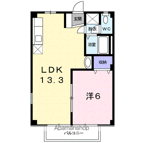 エステートヤマダA(1LDK/2階)の間取り写真