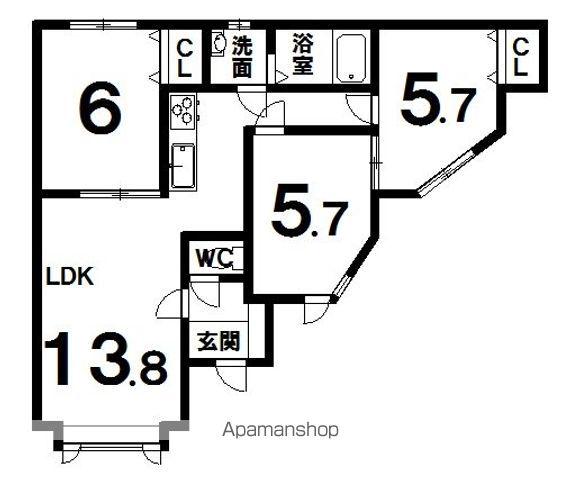グランドール木野(3LDK/1階)の間取り写真