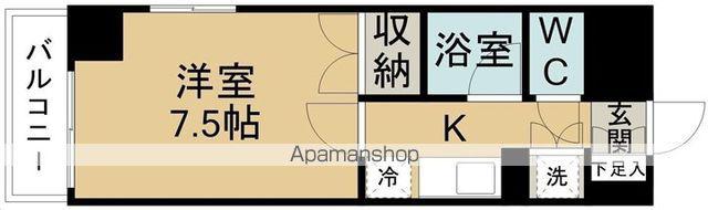 ロイヤルヒルズ高松(1K/1階)の間取り写真