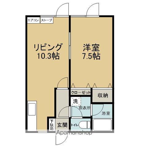 フレンドリー卸町5号館(1LDK/2階)の間取り写真