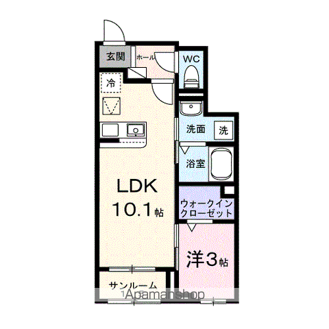 リーベ佐久CURRENTⅠ(1LDK/1階)の間取り写真