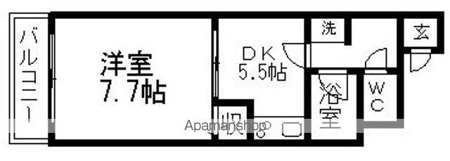CHISANクロスロード鷹匠(1DK/5階)の間取り写真