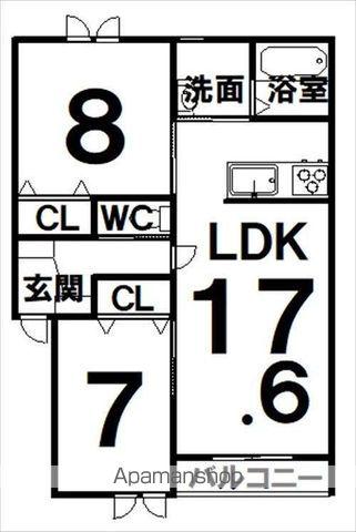 タイタスⅡ(2LDK/1階)の間取り写真