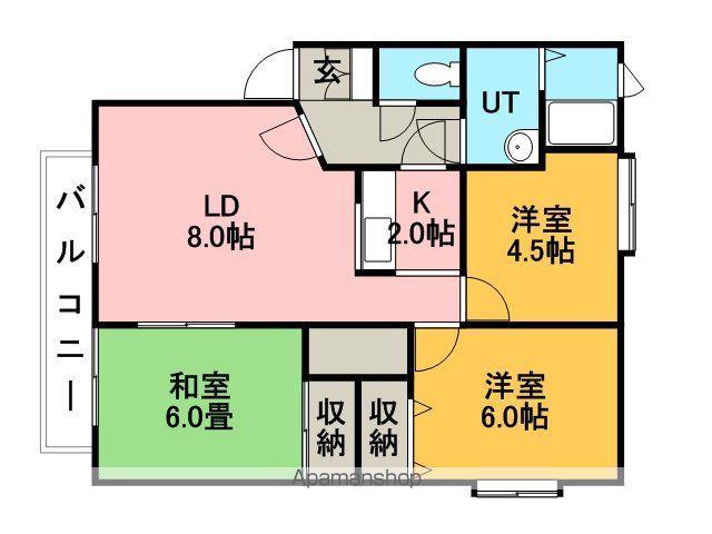 ウィンディアⅠ(3LDK/2階)の間取り写真