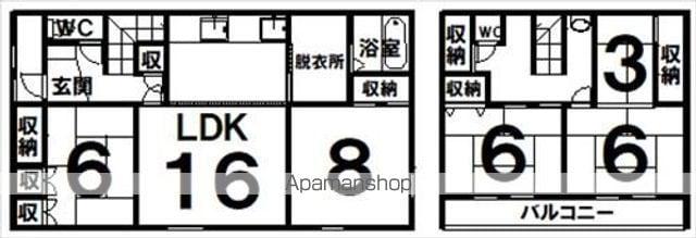 根室本線 十勝清水駅 徒歩14分 2階建 築52年(5LDK)の間取り写真