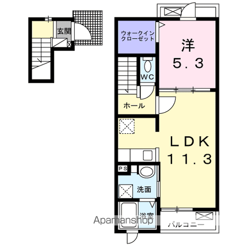 グラース(1LDK/2階)の間取り写真