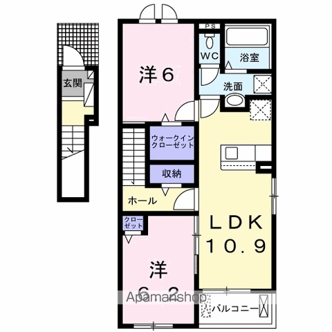 弥生桜Ⅱ・C(2LDK/2階)の間取り写真