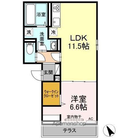 モンマルトルⅢ(1LDK/1階)の間取り写真