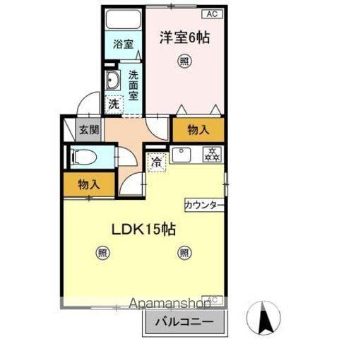 メゾン・ド・グランメール Ⅰ(1LDK/2階)の間取り写真