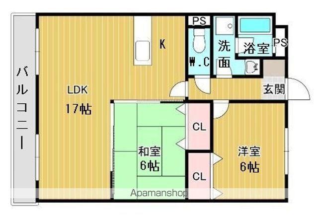 第2レジデンス室見(2LDK/4階)の間取り写真