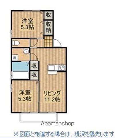 PORTE BONHEUR姫城 B棟(2LDK/1階)の間取り写真