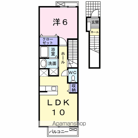 アヴニールⅠ(1LDK/2階)の間取り写真