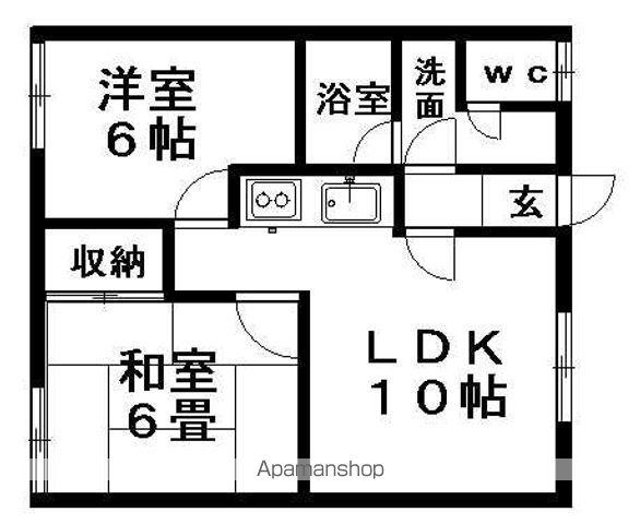 谷浦マンション(2LDK/2階)の間取り写真