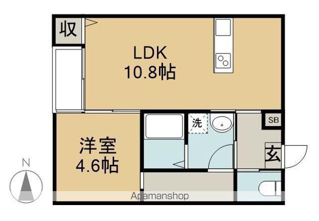 CUORE A棟(1LDK/2階)の間取り写真