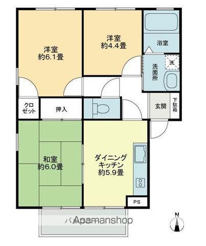 フォブールナカト(3DK/1階)の間取り写真