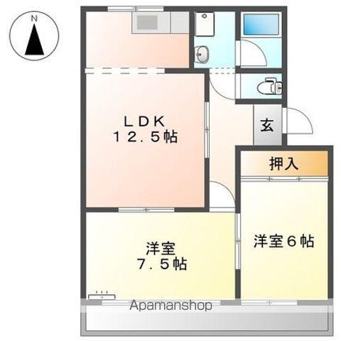 シャルマン豊山(2LDK/1階)の間取り写真