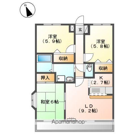 PRONITY HIRANO A(3LDK/3階)の間取り写真