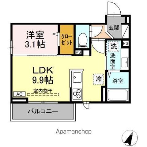 グランスクエア Ⅳ番館(1LDK/3階)の間取り写真