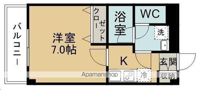 エルメリン(1K/1階)の間取り写真