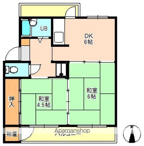 観音アパートC10号棟(2DK/4階)の間取り写真