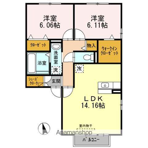 アルカディア永森(2LDK/2階)の間取り写真