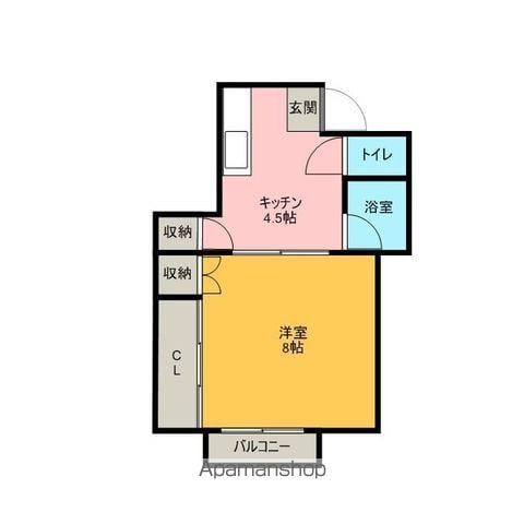 中山マンション(1DK/3階)の間取り写真