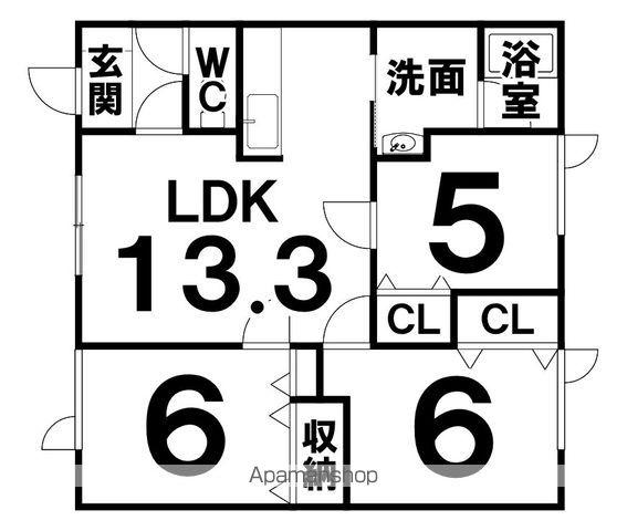 根室本線 釧路駅 徒歩28分 2階建 築21年(3LDK/1階)の間取り写真