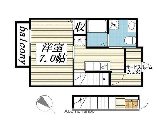 シンティラーレ小松島(1K/2階)の間取り写真
