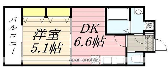 レジデンシャルヒルズ博多サウス(1DK/2階)の間取り写真