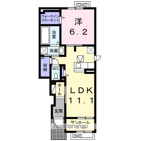 ヴィラスイート・COTO Ⅰ(1LDK/1階)の間取り写真