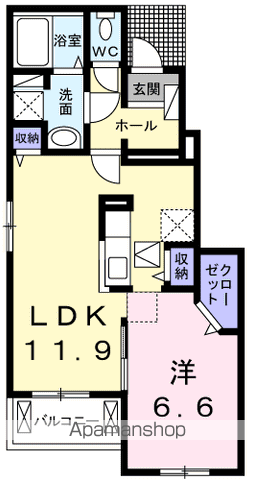 カルム メゾン(1LDK/1階)の間取り写真