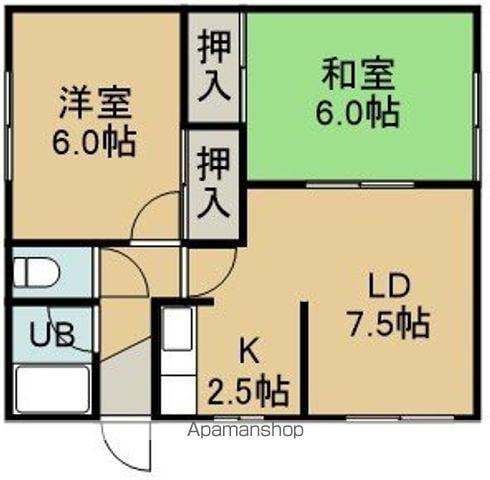 本通1丁目アパート(2LDK/2階)の間取り写真