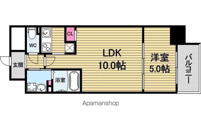 ブリリアントジュネス本町(1LDK/14階)の間取り写真