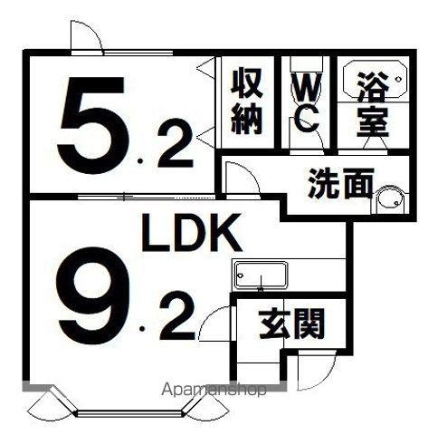 GROVE IN あずさ(1DK/1階)の間取り写真