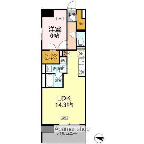 ロイヤルパークス仙台青葉通(1LDK/14階)の間取り写真